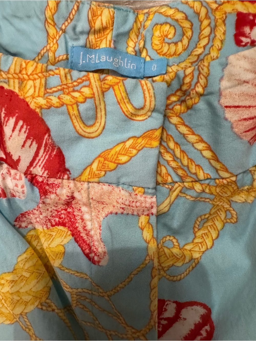 J. McLaughlin Light Blue Shorts with Coral Shell & Gold Rope Print - Picture 4 of 6